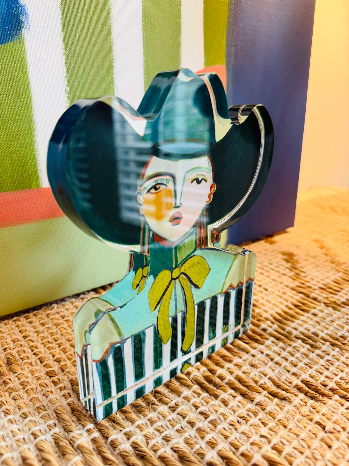 Acrylic Cowgirl Green Hat