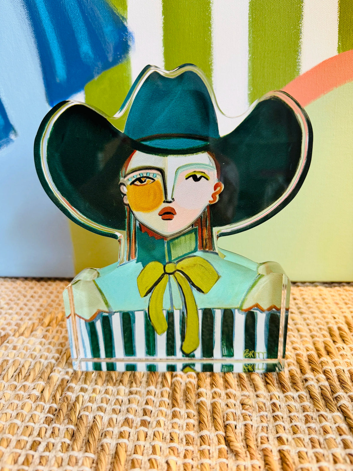 Acrylic Cowgirl Green Hat